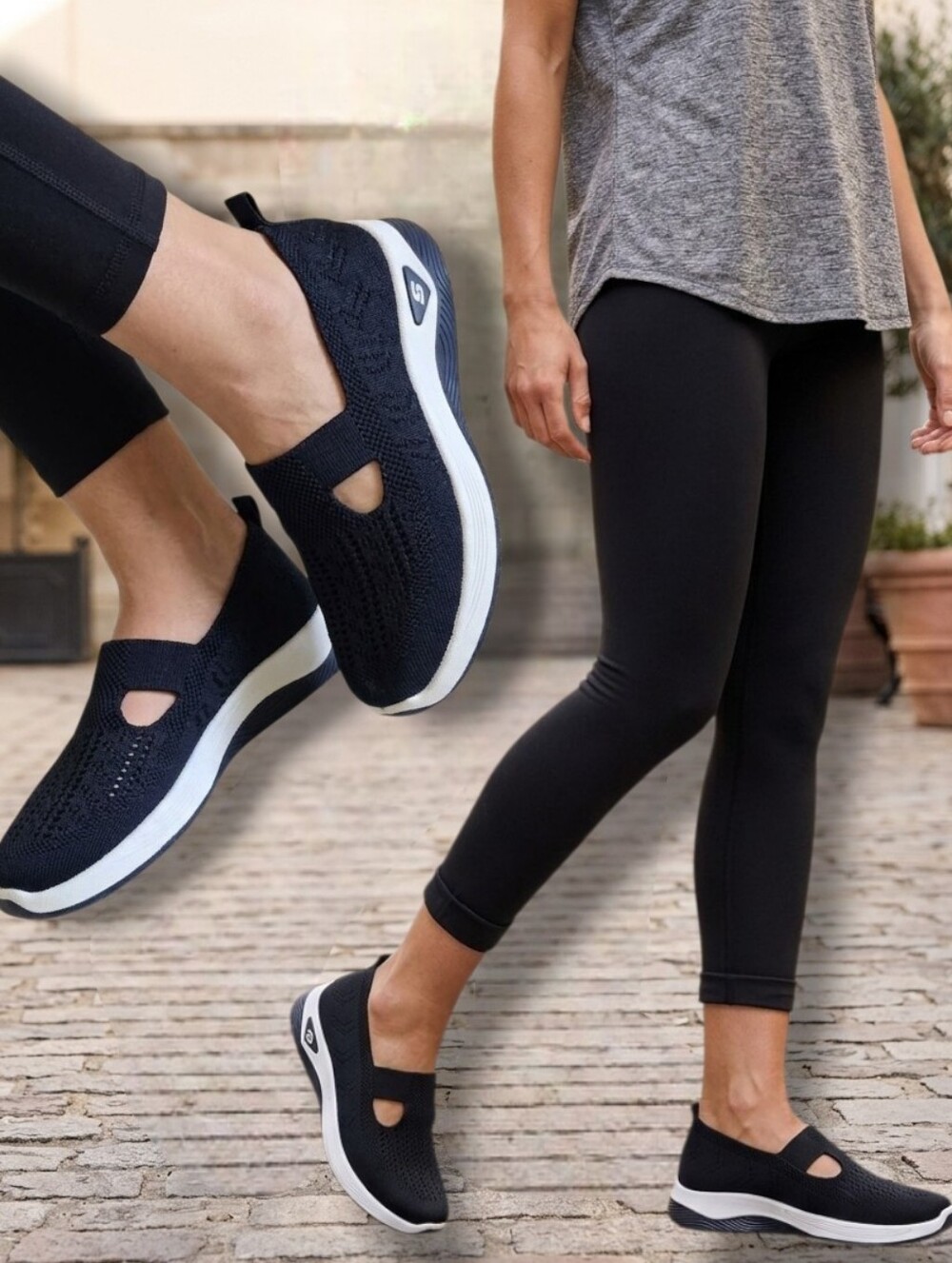 Marisha Women's Navy Orthowalk Woven Mesh Slip-On Sneakers